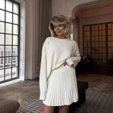 Fongt Selling A Word Shoulder Knitted Commuting Set Loose Top Broad Leg Trousers Simple High-Grade Gray Workplace Fashion