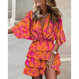 Fongt Explosion Autumn Bat Sleeve V Under The Collar Irregular Dress Women's Dress