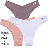 3Pcs Cotton Panties Women's Underwear G-string Comfortable Casual T Back Female V Shaped Waist Thong Intimate