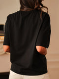 Fongt Version Is Good Thin Three-Dimensional Embroidery Folds Soft Thin Breathable Round Neck Short Sleeve T-Shirt