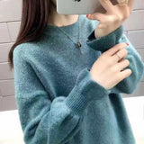 Fongt Sleeve Sweater Female Cocoon New Style Korean Version Foreign Style Versatile Languid Lazy Wind Wears Knit Bottom Unlined Upper Garment Versatile-Outfit