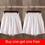 Women's Summer Shorts 100% Cotton High Waist Shorts Loose Casual Solid Shorts Pants Streetwear Elastic Waist Buy One Get
