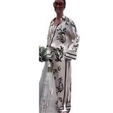 Fongt 2024 New Women's Fashion Print Jacket Acks Two-Piece Set-Outfit