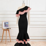 Fongt Single Shoulder-To-Shoulder-To-Back-Loan-Side High-Waisted-Blum-Bided Ass Party Fishtail Dress Dress Dress Dress