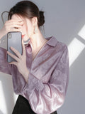 Fongt Year's Explosion Of Purple Denswear Wedry Shirt Women's 2025 Early Spring New Unique Beautiful French Long-Sleeved Top