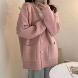 Fongt Women's Wear Fall / Winter 2024 New Large Pocket Knit Cardigan Top-Outfit