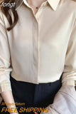 Spring Satin Women's Shirts Fashion Silk Button Solid OL Elegant Ladies Tops Long Sleeve Blouse Basic Women Shirts