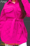 Pockets Patchwork Button Women Outwear Streetwear Lady Casual Loose Long Sleeve Coat Lapel Solid Autumn Winter