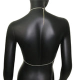 Shiny Rhinestones Halter Camisole For Women Sexy Backless Deep V Neck See Through Crop Top Summer Beach Tank