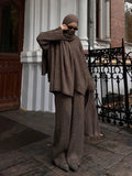 Fongt Sense Sweater Set (Without Neck) High-Collar Knitted Sweater Knitted Retro Loose Woman