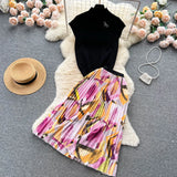 Fongt Elegant Style Suit Women's Summer High-End Design Sense Niche Sleeveless Shirt Top + Two-Piece Dress