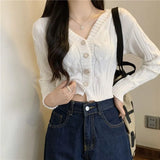 Version Of The Small Man V-Necked Jab Sweater Spring New Autumn Short Knitted Cardigan Slimming