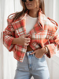 Fongt New Fashion British Suit Collar Lattice Short Hair Coat