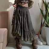 Antique Pleated Small Design Skirt 2023 New High-Waisted A-Shaped Casual Chic Dress-Outfit