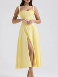 Fongt Elegant Wind 2025 Spring New Three-Dimensional Fish Bone Tie + Yellow Thoracic Dress Suit