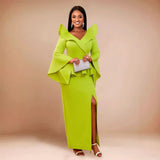 Fongt Evening Dress Party Horn Sleeve Dress Evening Dress