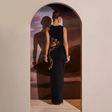 Fongt Women's Wear Summer 2024 New Sleeveless Sexy Slim Slit Dress Hollow-Out Dress Dress-Outfit
