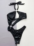 Fongt Swimwear Sexy Black Serpentine Pit Bikini D565W-Outfit