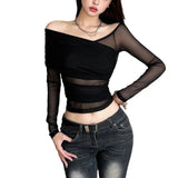 2023 New Autumn Sexy Hottie Personality Niche Street Slim Thin Mesh Long