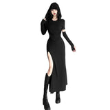 Fongt The Fall Of 2025, The New Women's Folded Hooded Desert Body Repair Waist-Skin Open-Fork-Packed Dress