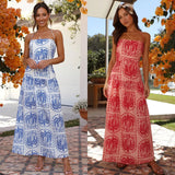 Fongt Years New Sexy Chest Small Fresh Print Lace-Up Long Dress 88107-Outfit