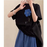 Fongt Languid Feeling To Wear A Woman's 2025 Summer Printed Short-Sleeved Collar Top Loose Pear-Shaped Body Trousers