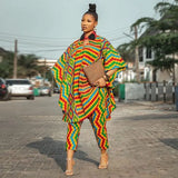 Dashiki Traditional African Clothing Two Piece Set Women Africaine Print Bodycon Dress And Pants Sets African