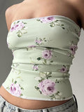 Fongt Holiday Fenghai Island Shell Print Shoulder Repair Braid Vest Hot Girl Sexy Tight Blouse