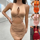 Fongt Summer Women's Tight Night Dress Sexy Folded Slings