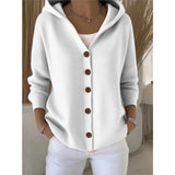 Fongt Knitted Hooded Sweater Button Open Shirt Jacket Autumn And Winter New Solid Color Casual Fashion Sweater