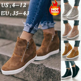 PU Leather Sneakers Spring Autumn Female Vulcanizate Shoes Platform Casual Flat Shoes Lady High-tops Wedge Heel