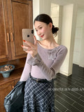 Fongt Xixi Autumn 2025 New White Standard Elegant Slanted-Sleeve-Sleeve Jacket Sweater 89616