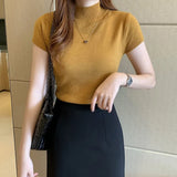 Women Clothing Korean Knitted Women Top Blusas Mujer De Moda Spring Summer New Solid Slim Turtleneck Blouse Blusas