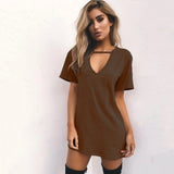 Women's Solid Color V-neck Halter Hollow
