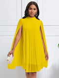 Fongt Women's 2025 New Temperament Fashion Chiffon Cape Bat Sleeve Large Dress