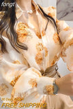 Print Shirts Women Temper Elegant Lantern Sleeve Clothes Camisas Personal Ladies Button Up Chinese Stylish Baggy