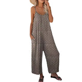 Fongt 2025 Summer Large-Size Women's Clothing Casual Sleeveless Loose Broad-Legged Jumpsuit