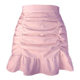 Boho Beach Skirts Summer High Waist Floral Printing Ruched Slim Short Mini Skirt A-line Bottoms Party Vacation