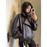Fongt Heavy Industry Pu Leather Jacket Autumn Sweet Cool Hot Babes Oversize Premium Locomotive Jacket