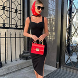 Celebrity Women's Spaghetti Strap Bodycon Bandage Dress Sexy Sleeveless Midi Evening Runway Club Party Dresses 2022