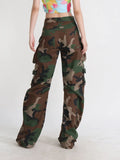 Fongt High Street Yabi Camouflage Cargo Pants Spring 2024 New Retro Large Pocket Loose Fashion Cargo Pants-Outfit