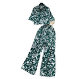 Fongt Light Style Suit Women's Fashion With Loose Short Print Shirt + High Waist Display Thin Leg Slacks