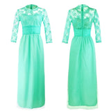 Autumn Dress Red Long-Sleeved Lace Perspective Dress Evening Dress-Outfit