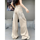 Fongt High Street Ripped Jeans Women's Summer New Thin High-Waisted Straight-Legged Loose Drag Trousers