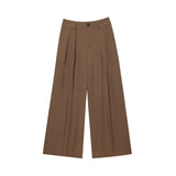 Fongt Women's 2025 Summer New Fashion Retro Waist Design Cardigan Top Broad Leg Trousers Set