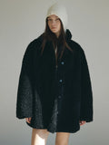 [Daihe] Winter New Casual Lapel Simple Versatile Teddy Hair Two Wear Long Plush Coat H7858-Outfit