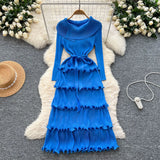 Fongt Folded High-Grade Sense Of Small Vintage Collar Lace With Waist Lotus Leaf Side Pressure Folded Elegant Dress Woman