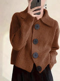 Fongt Women's Loose Korean Version Of Fashion Casual Big Collar Knitted Cardigan Coat