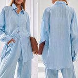 Fongt Women's Design And Casual Suit 2025 Spring New Simple Repair Shirt Trousers Two Sets
