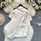 Fongt Retro Doll Collar Horn Sleeve Dress Women Autumn Waist Thin Temperament Knitted Dress